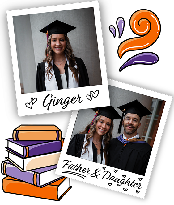 Ginger Dailey and Her Father Bobby in their Graduation Gowns