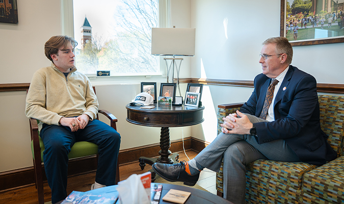 Doug Hallenbeck with a Clemson student
