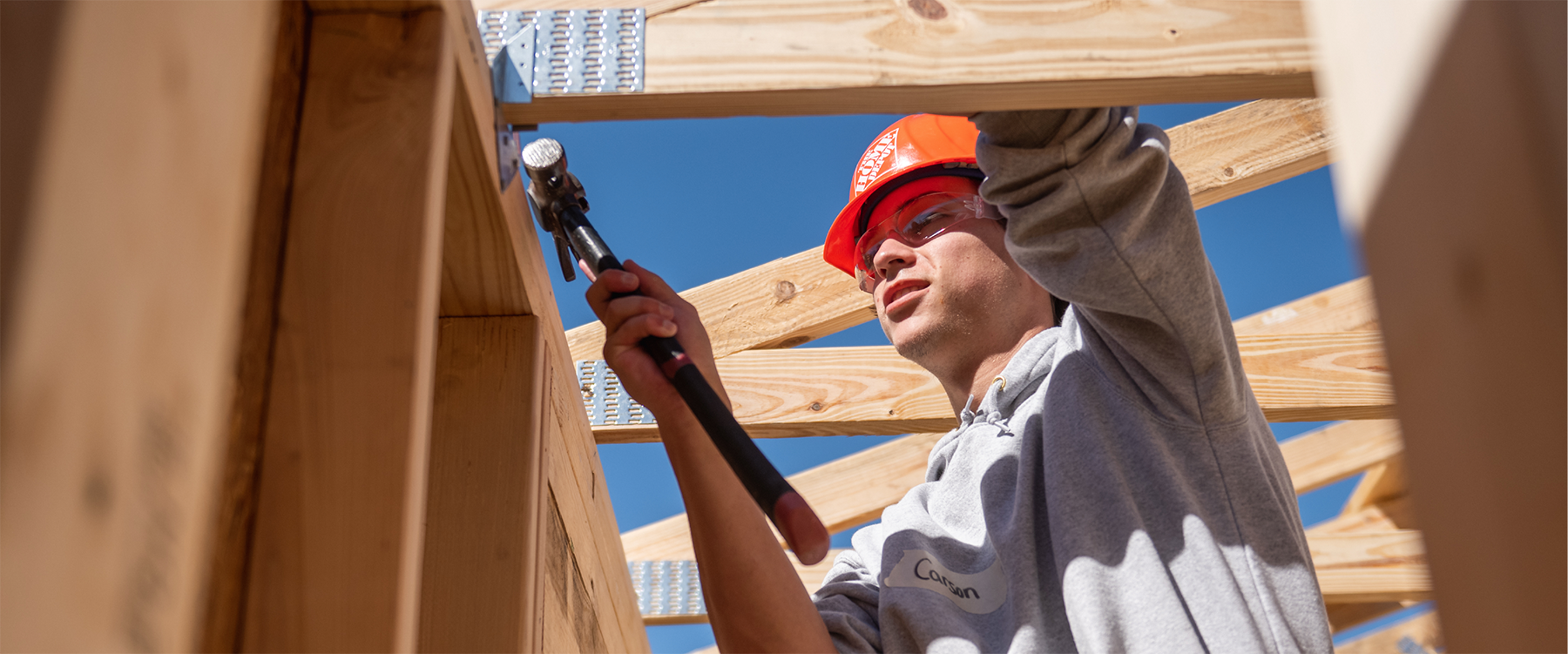 Clemson Students at Build a House, A Clemson Homecoming Tradition.