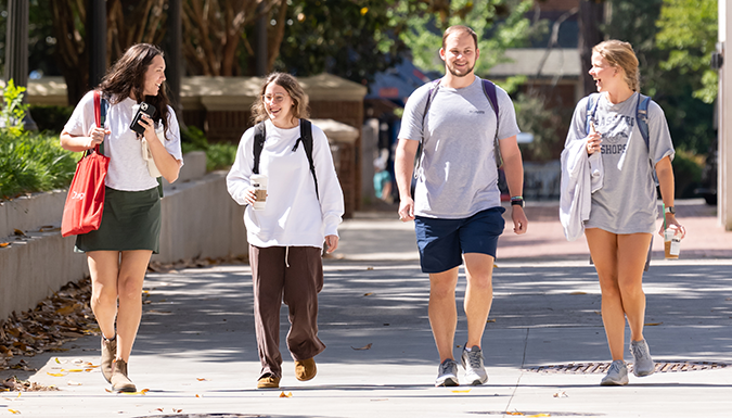 Students walking on main campus