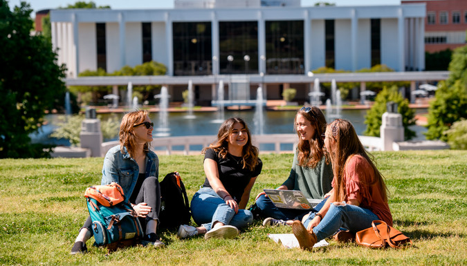 Students walking across Clemson campus