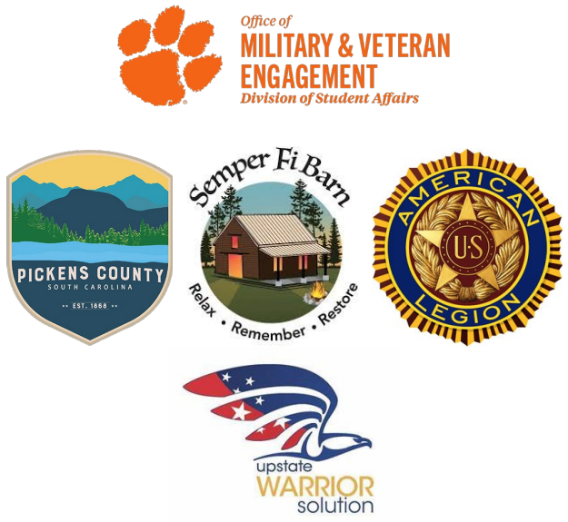 Brought to you by office of Military & Veteran Engagement division of student affairs, Pickens county South Carolina, Semper Fi-Barn, American Legion, and Upstate Warrior solution