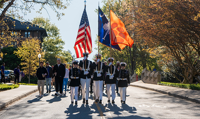 Clemson Military ROTC parade at Mile of Honor