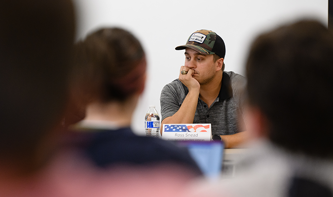 Ross Snead at a Military Experience Seminar in Fall 2022