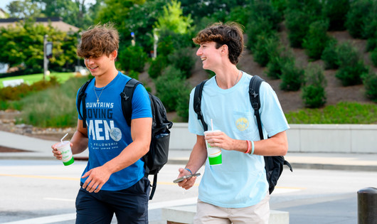 Student discussing at Amphitheater