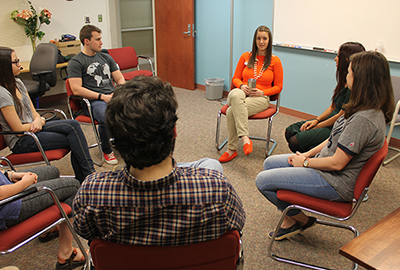 Student discussing at a CAPS session