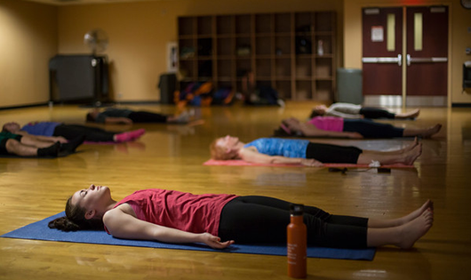 Students doing Yoga