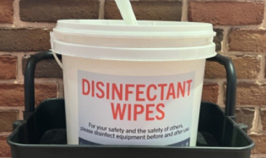 container of cleaning wipes