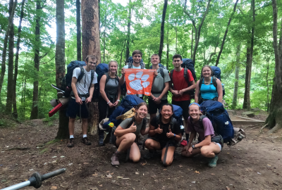 students on backpacking trip