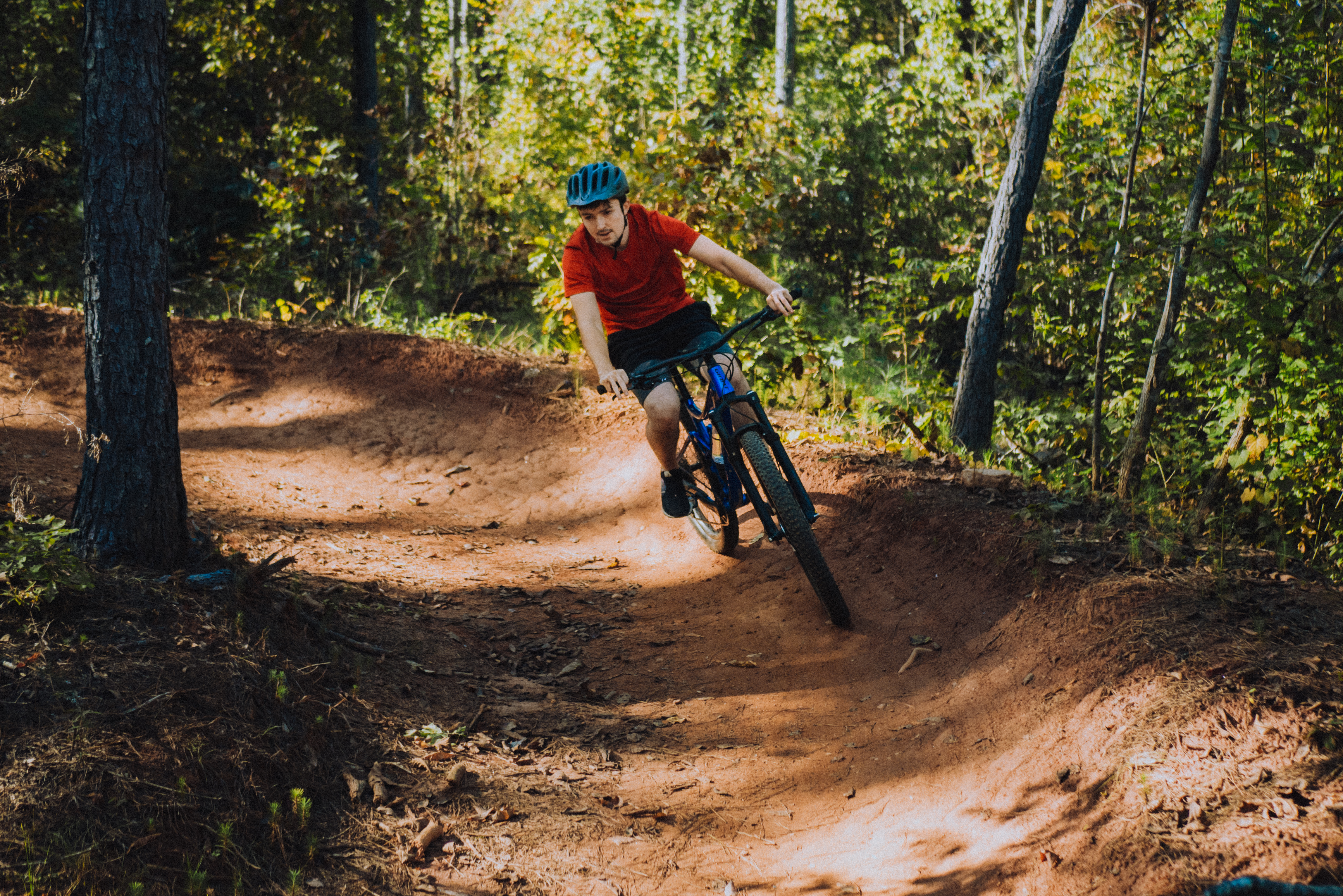 mountain biking on trail