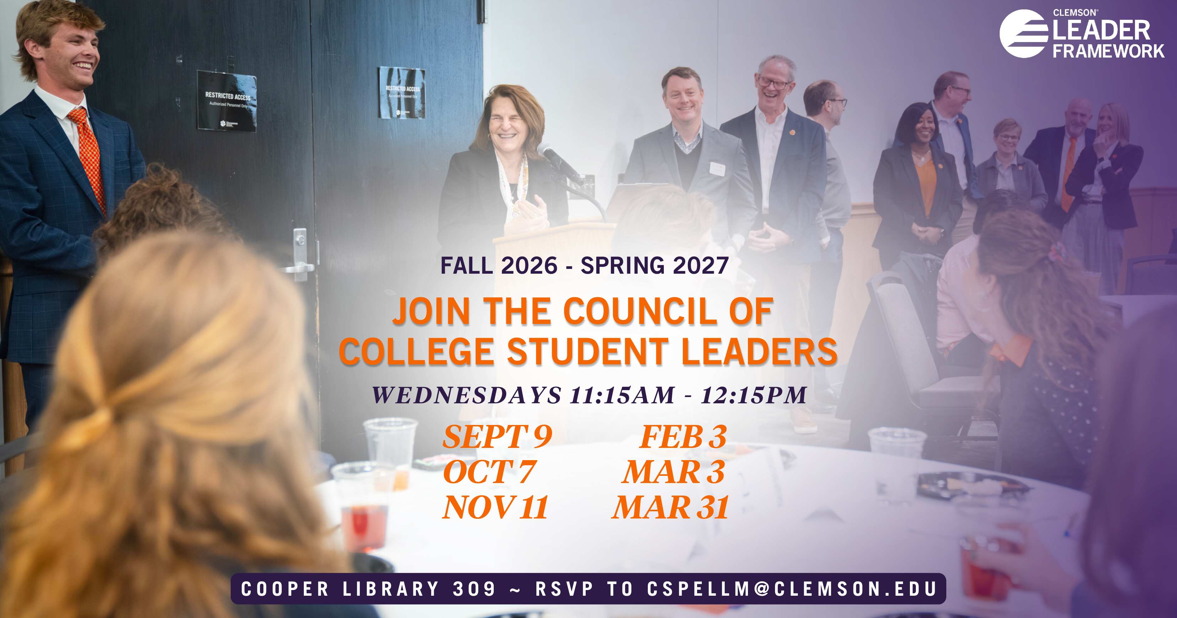 Fall 2026 – Spring 2027 Schedule, Cooper Library 309