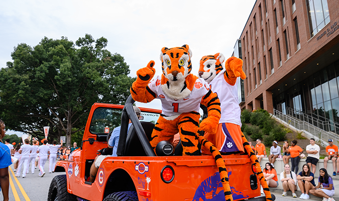Tiger Mascot at First Friday Parade