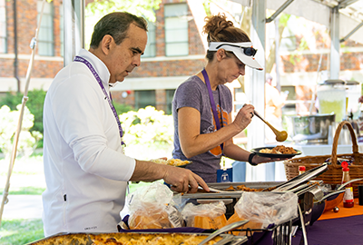 Clemson Family having food at Spring Family Weekend 2023