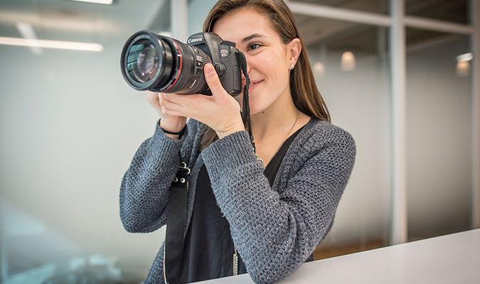 Student taking a photograph