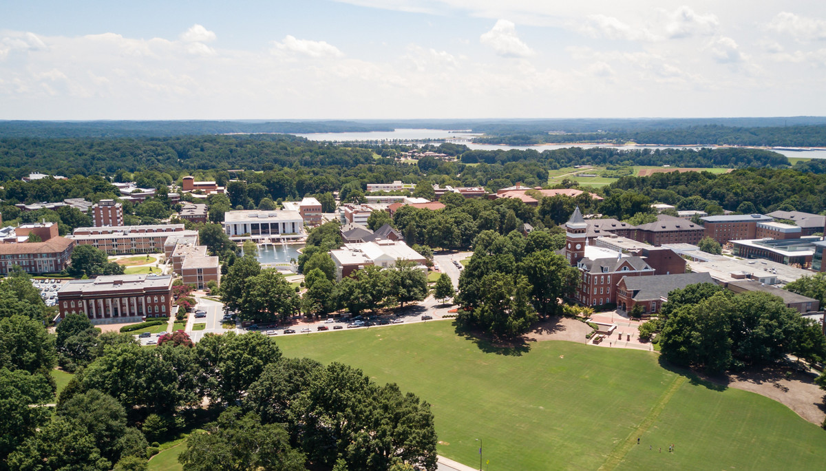 Aerial shot of Clemson University