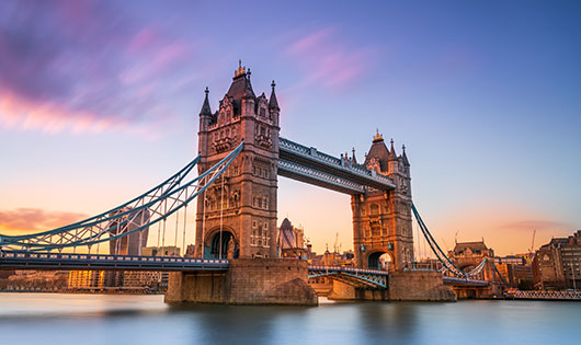 Tower bridge in London at sunset London, UK