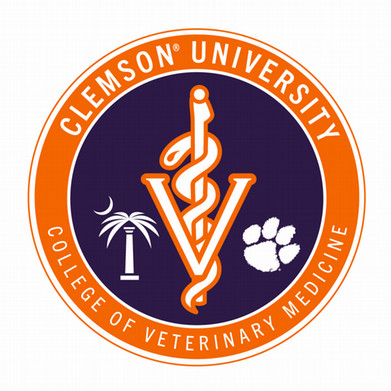 veterinary caduceus in Orange and Purple to match Clemson University branding