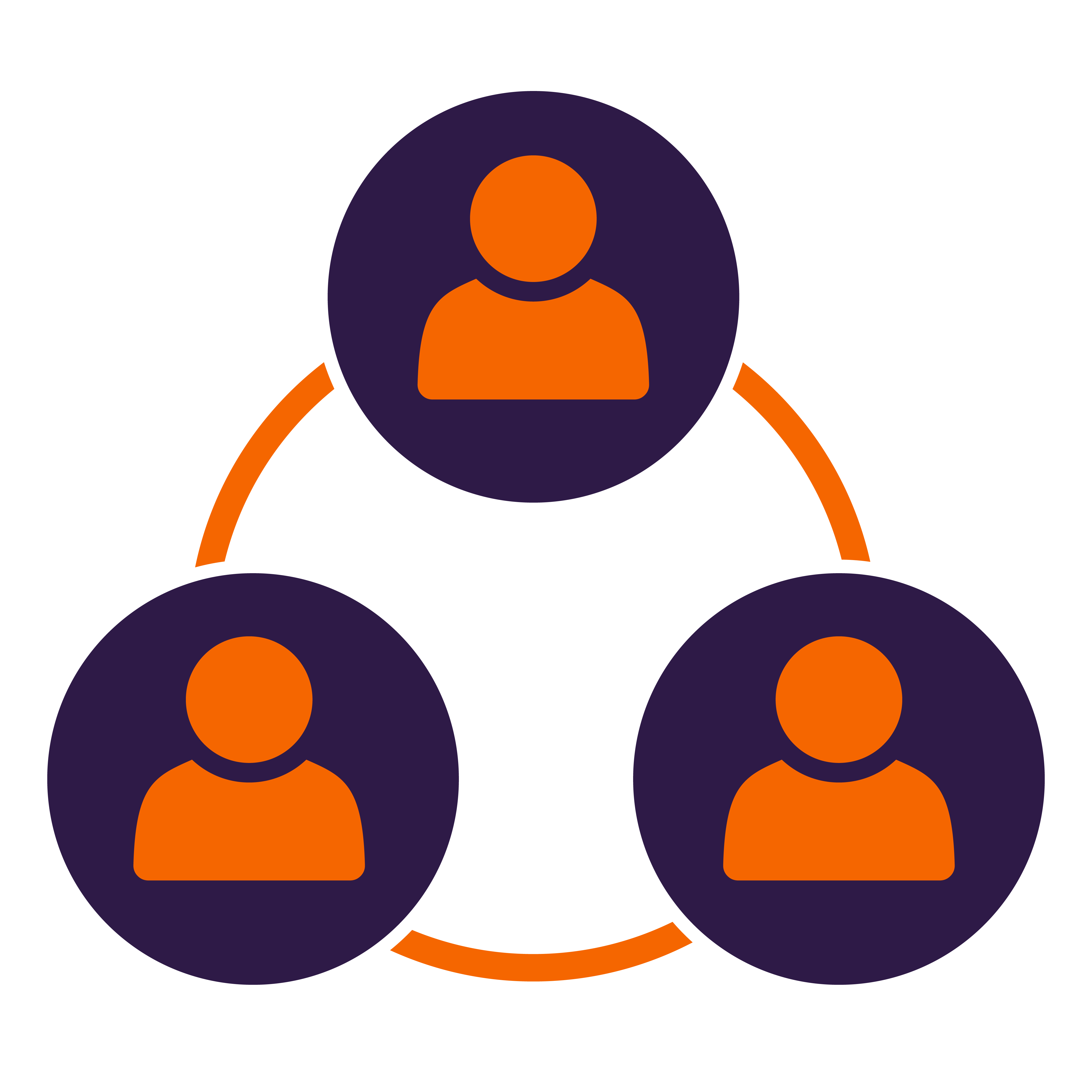 Icon of three individuals interconnected by a line.