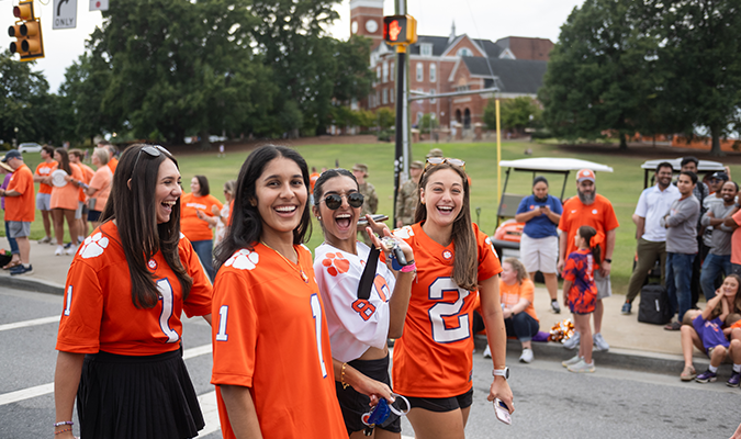 Clemson students enjoying at First Friday Parade, Clemson University, South Carolina