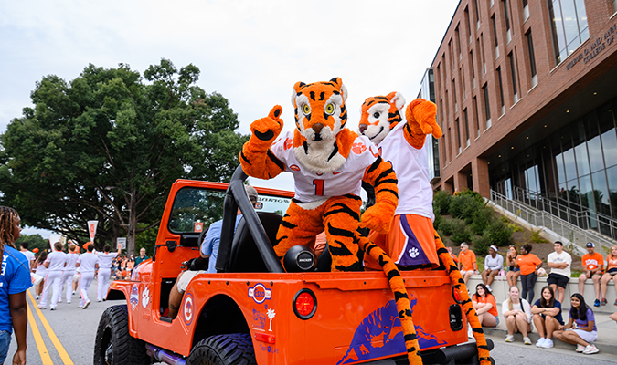 tiger mascot at First Friday Parade, Clemson University, South Carolina