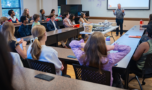 Clemson Student Affairs, Dr. Hallenbeck teaching Clemson students during Leadership Week