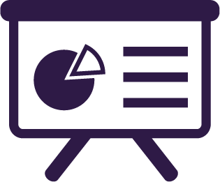 Icon of screen with pie chart and lines